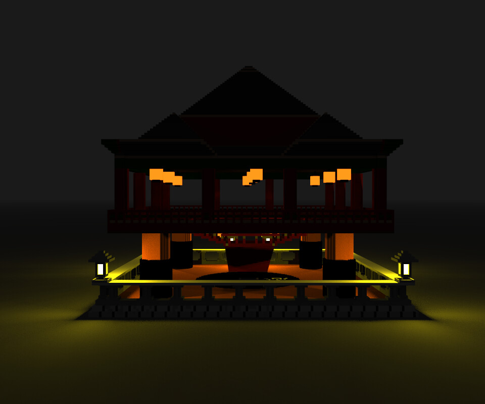 Voxel art temple
