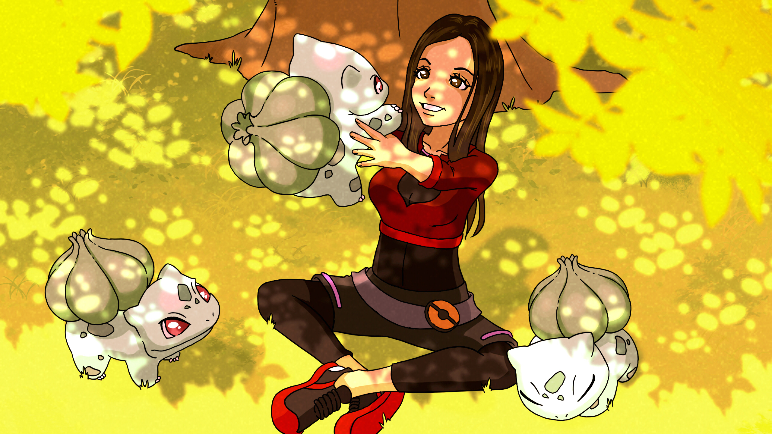 Trainer and Her Bulbasaurs