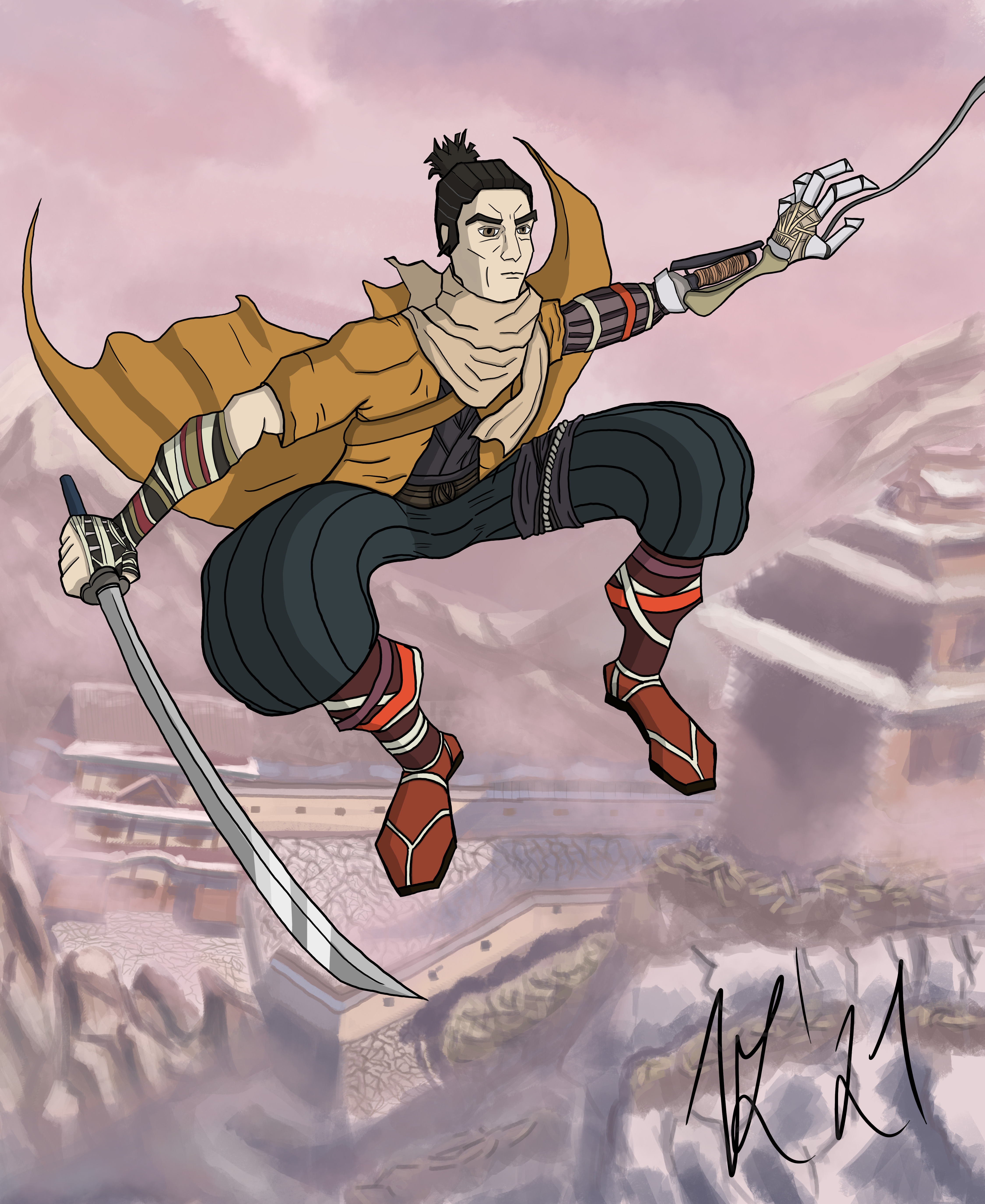 Samurai Ninja Sekiro in cartoon style