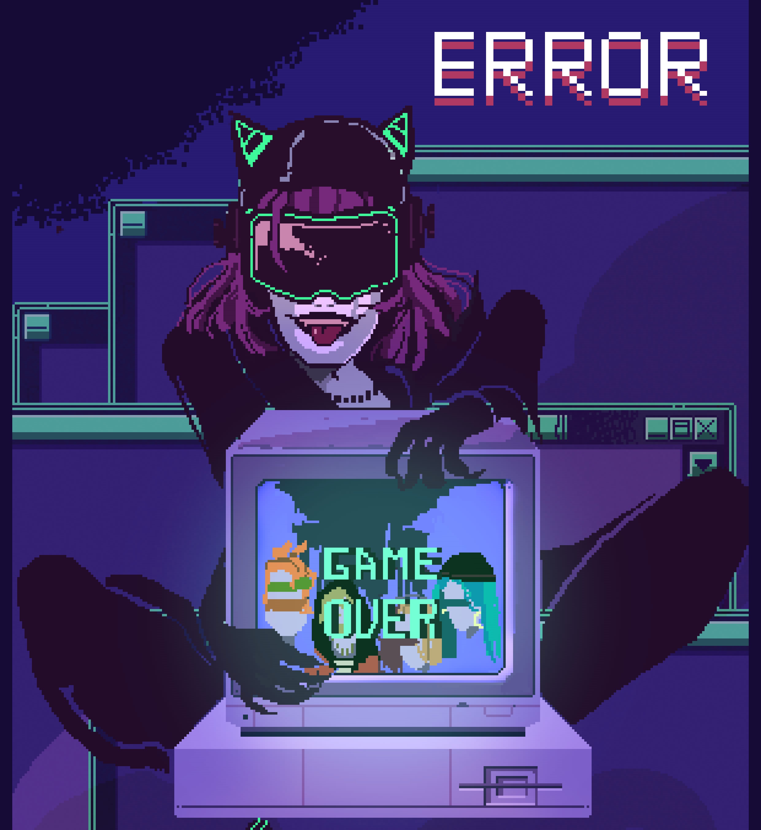 Pixel gamer catwoman